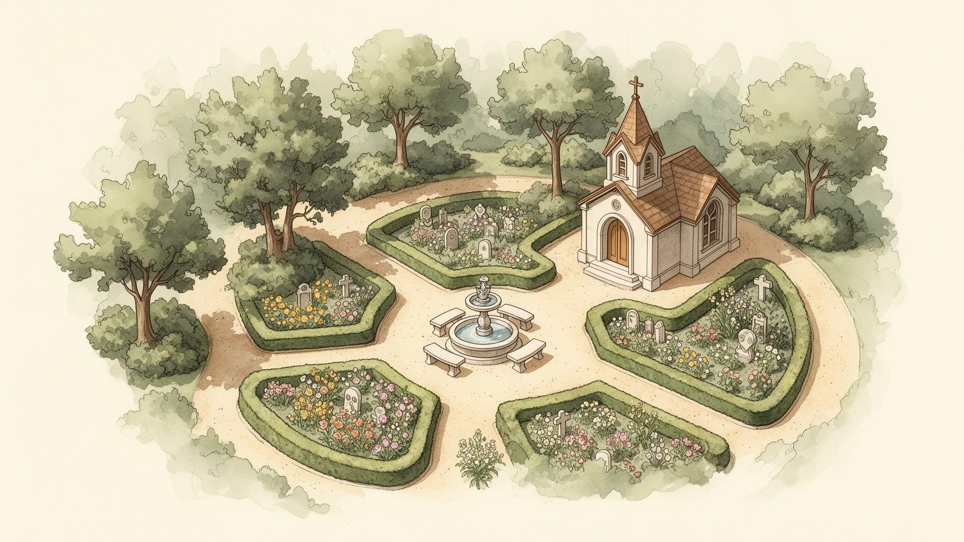 Hartă ilustrată a grădinii Anima Memorial